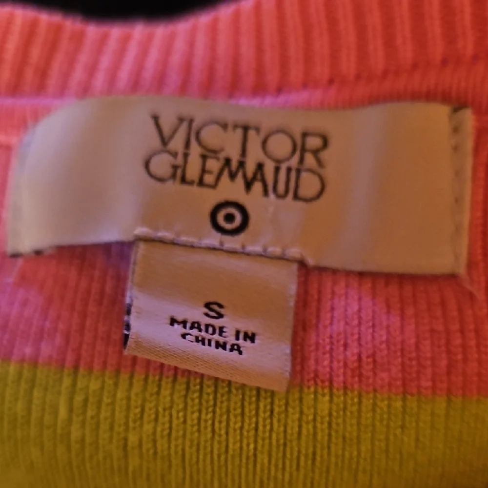 VICTOR GLEMAUD Pink and Green Striped Cardigan Sweater - S